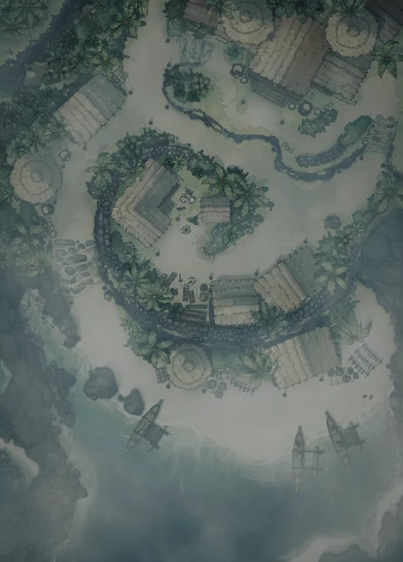 Tropical Island Village map, Fog variant thumbnail