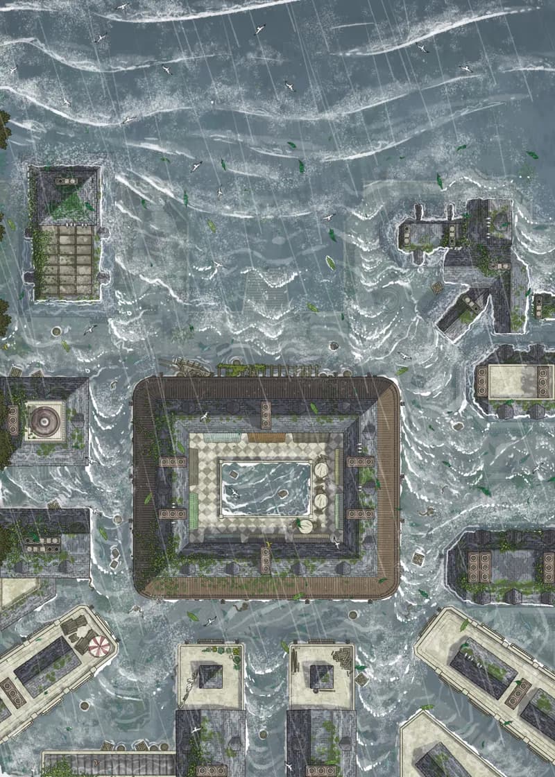 The Sinking Mountaintop Port map, Flooded Day variant thumbnail