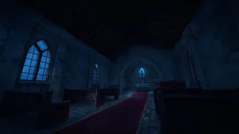 Peaceful Village Church map, Interior Winter Night variant