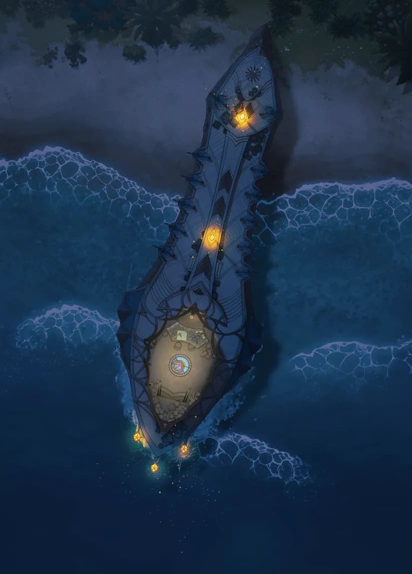 Drow Warship Interior map, Ship Wreck Top Deck Night variant thumbnail