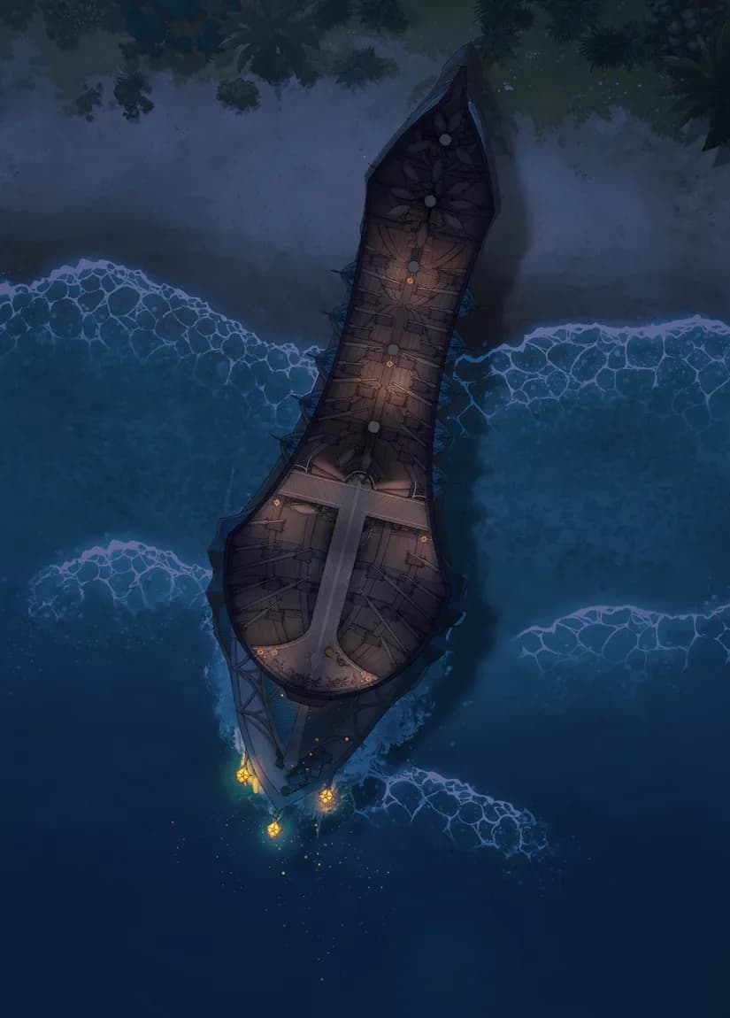 Drow Warship Interior map, Ship Wreck Bottom Deck Night variant thumbnail