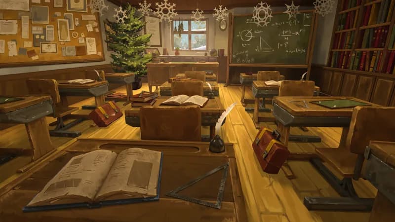 Quaint Village School map, Festive variant thumbnail