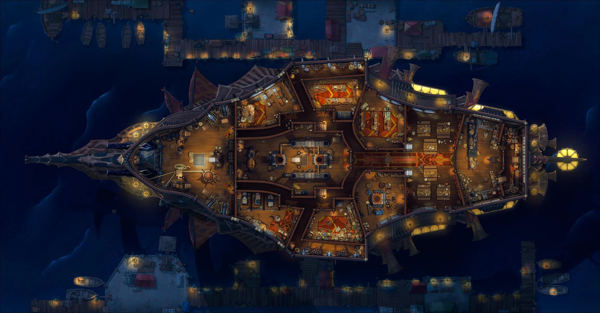 Dragon Ship Interior map, Lower Deck Original Background Night variant thumbnail