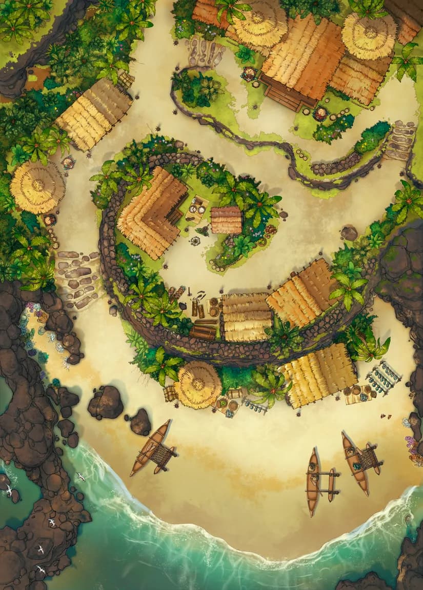 Tropical Island Village map, Low Tide variant thumbnail