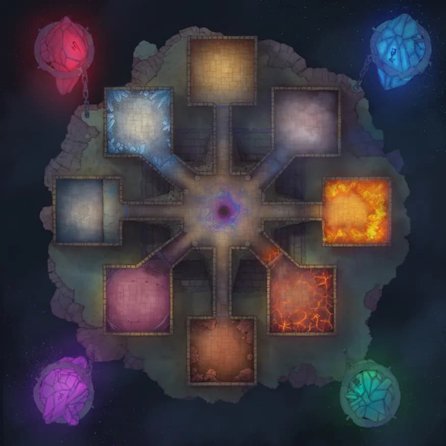 Ancient Wizard Lair map, Elemental Rooms Night variant thumbnail
