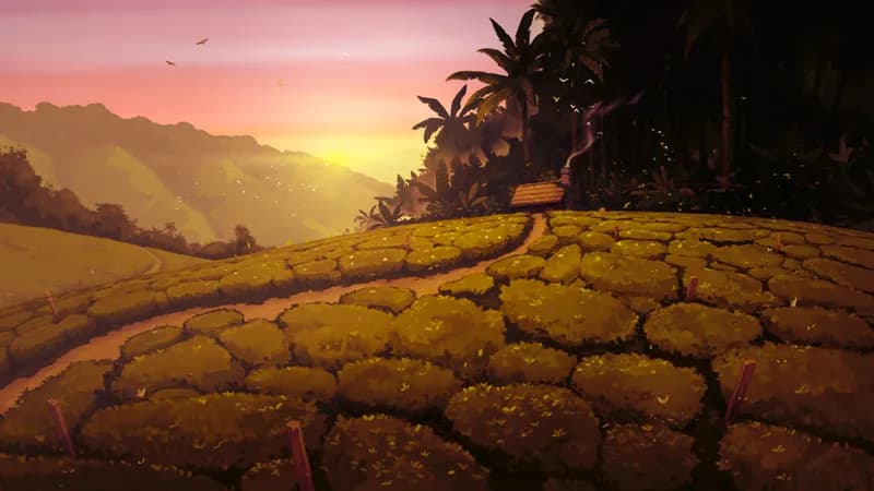 Secluded Tea Valley map, Sunset variant thumbnail