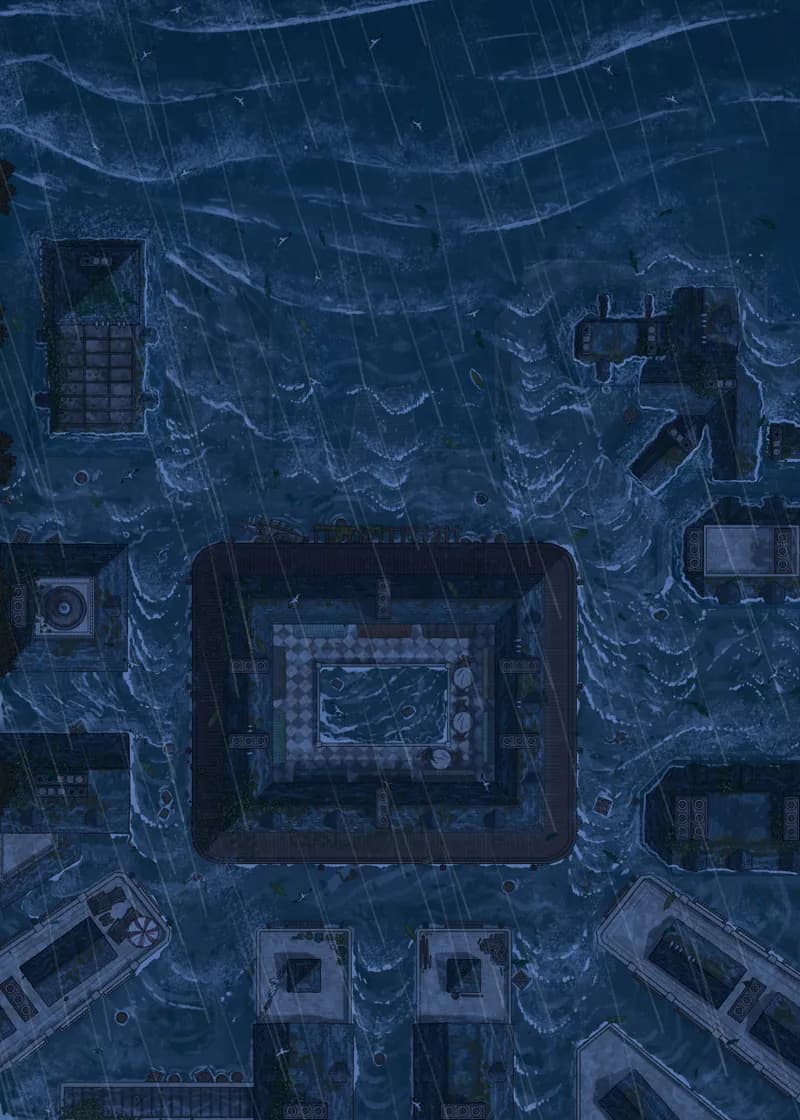 The Sinking Mountaintop Port map, Flooded Night variant thumbnail