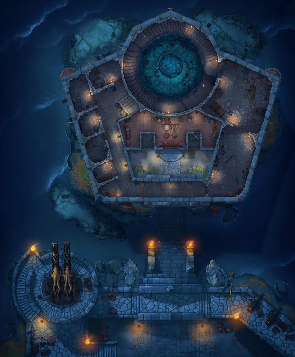 Fortress Prison map, Interior No Cage Cover Night variant thumbnail