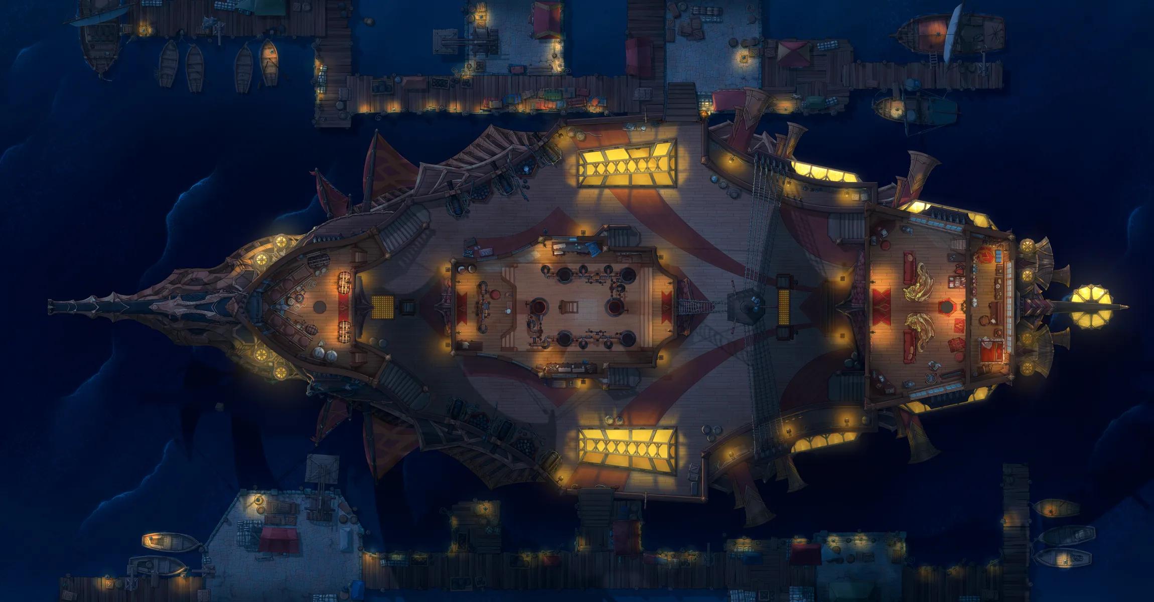 Dragon Ship Interior map, Top Deck Original Background Night variant thumbnail
