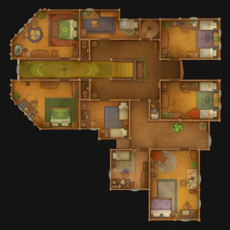 Gryphon Roost Inn map, Floor 1 Day variant