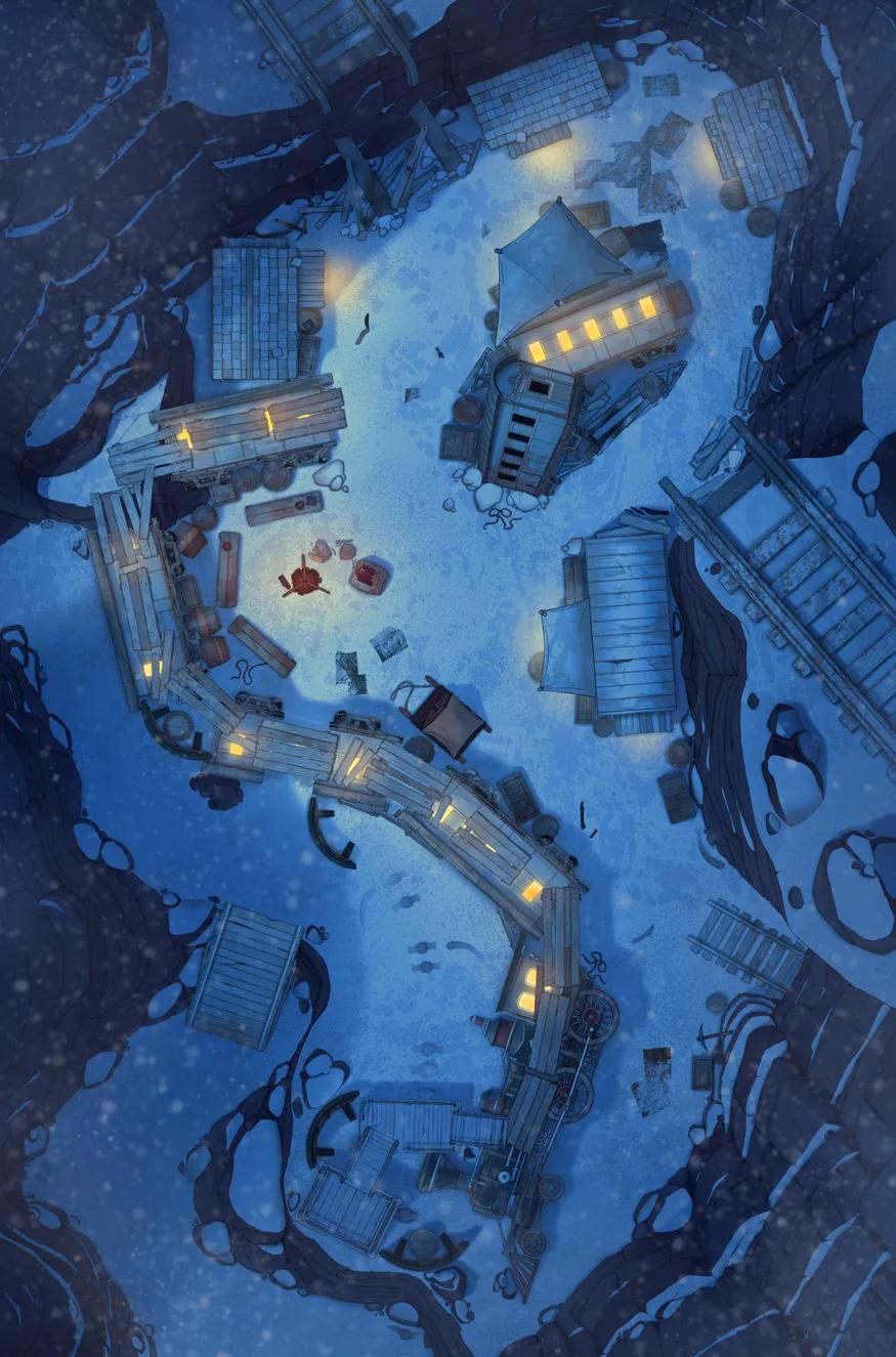 Trainwreck Village map, Winter Night variant thumbnail