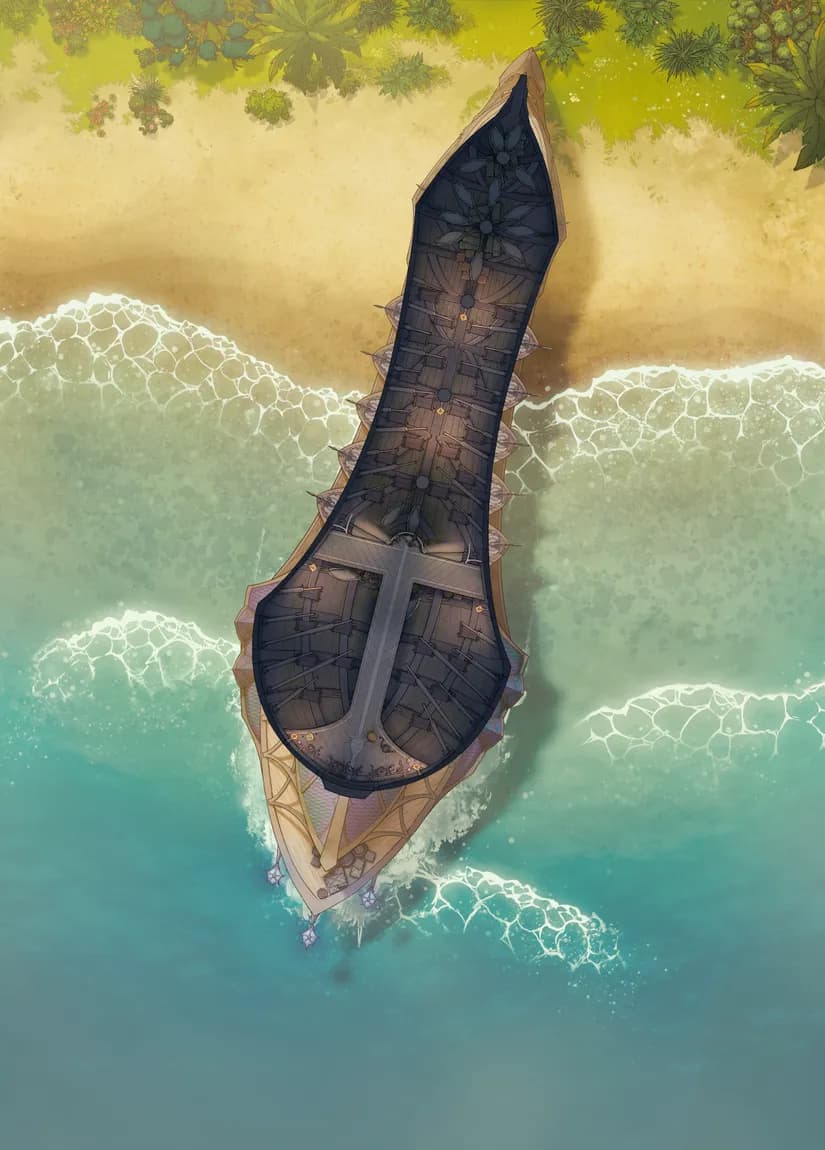 Drow Warship Interior map, Ship Wreck Bottom Deck Day variant thumbnail